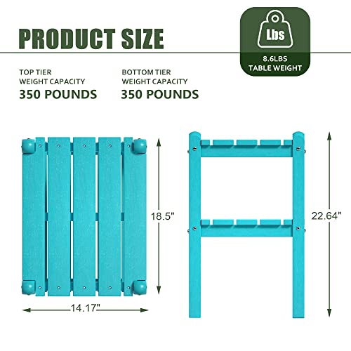 TORVA Patio Adirondack Side Table, Outdoor End Tables All-Weather Resistant HDPE Humidity-Proof Long Time Use for Deck, Lawn,Garden, Porch, Backyard End Table（Navy Blue）(2 Tier)