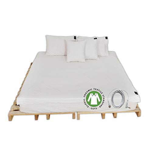 Grounding Sheet King Organic with Connection Cord/Cable for Wellness Benefits Sleep （ 80 x 76 inch ， Original Color Ground Earth Bed Flat Sheet