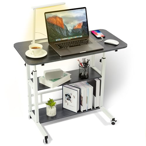 Adjustable Height Student Computer Desk, Mobile Portable Laptop Table for Home Office, 31.5