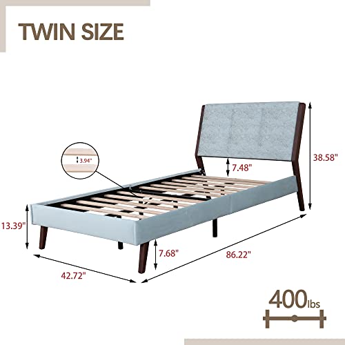 RYR Queen Size Upholstered Platform Bed Frame with Velvet Elegant Headboard and Wooden Slats Support,Easy Assembly No Box Spring Needed Cream Velvet