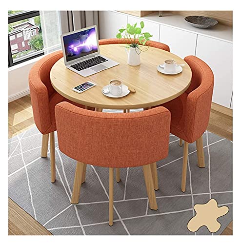 Round Coffee Table Set Conference Reception Table, Round Table Small Space Dining Table, Coffee Table and Chair for Combination Tea Shop Dessert Shop Office Meeting Room(Yellow)