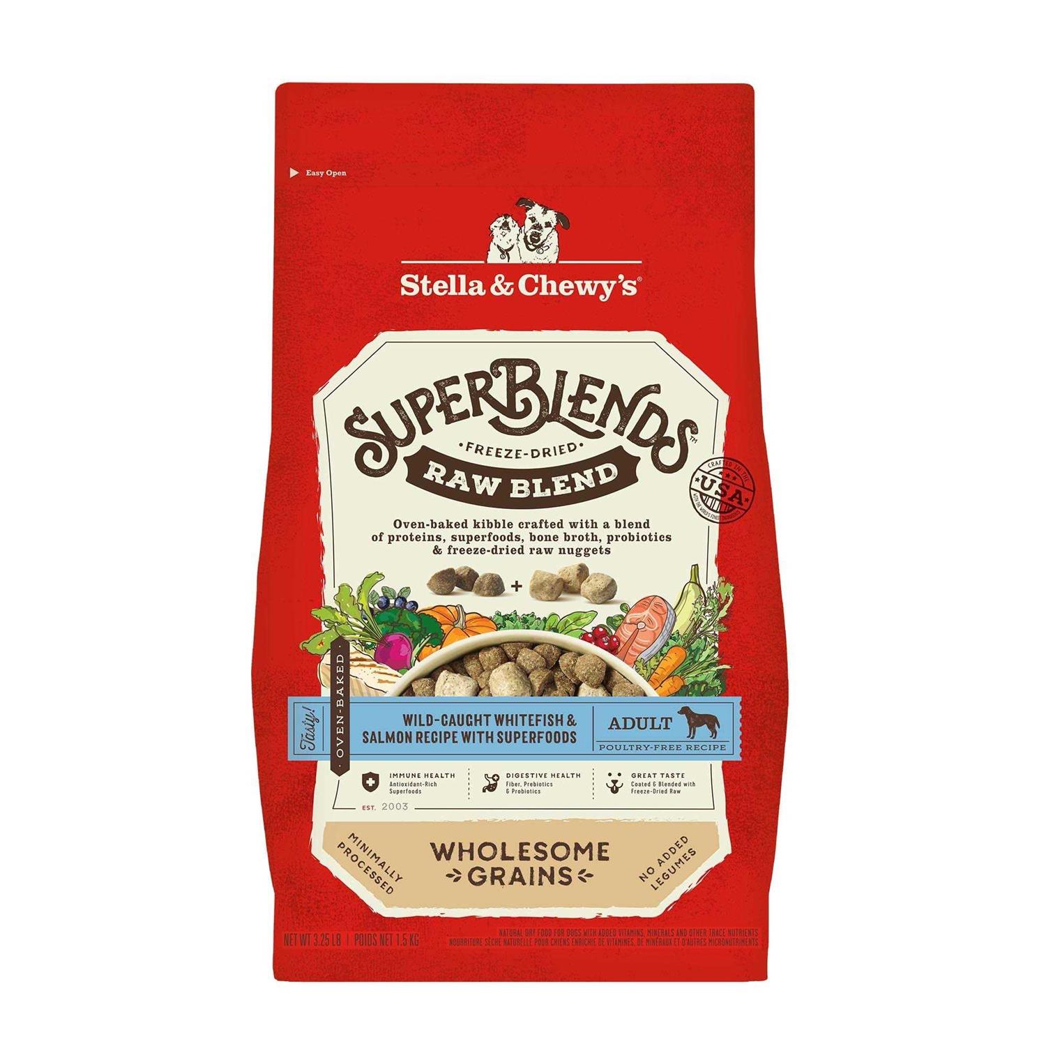 Stella & Chewy's SuperBlends Raw Wholesome Grains Wild Caught Whitefish & Salmon Recipe with Superfoods - Pet Supplies online store