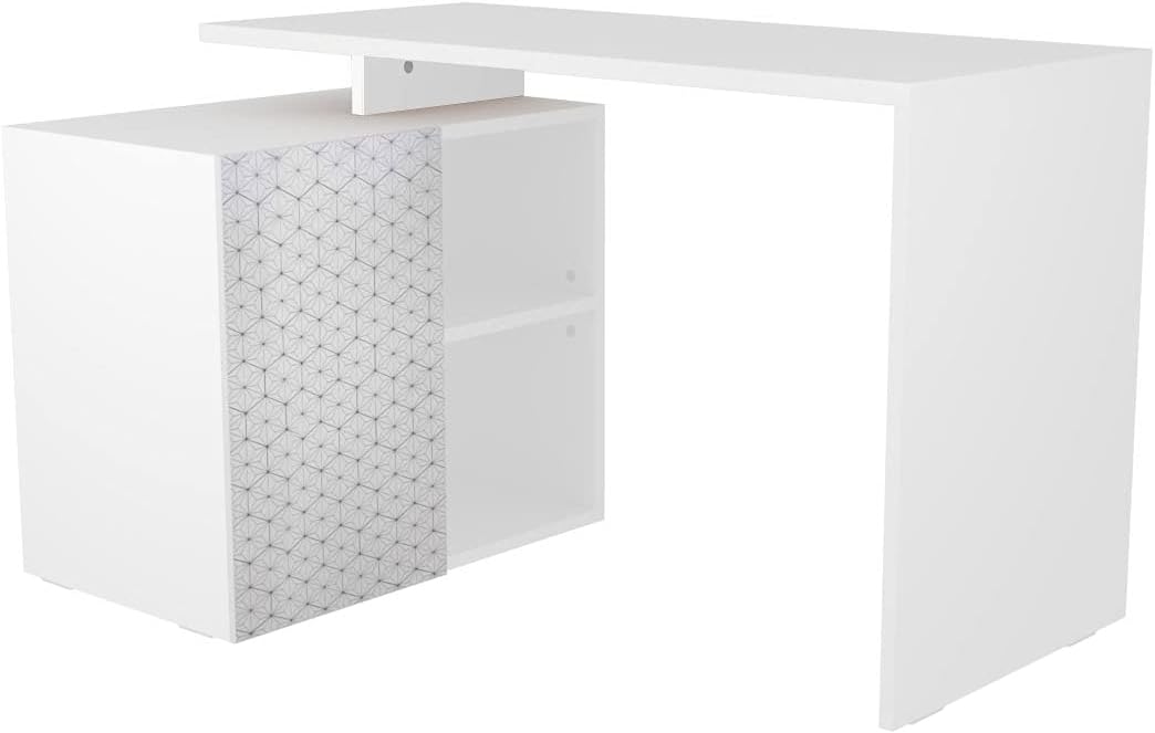 Christelle Office Home Modern White Writing Computer Corner Desk l Shape