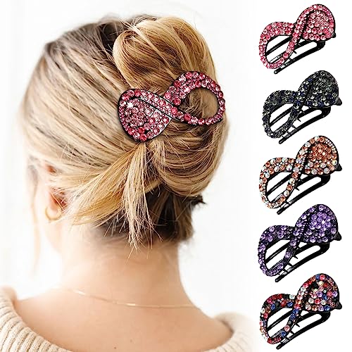 French Flat Hair Clips for Women - 6Pcs Flat Hair Claws for Thin Thick Hair Strong Hold No Slip Grip Hair Claw Clips for Women Girls (Matte Dark color(L:4.6 IN, W:1.97IN))