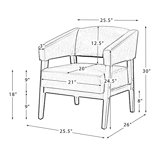 HULALA HOME Modern Faux Leather Accent Arm Chair with Solid Wood Legs, Comfy Upholstered Living Room Armchair with Angular Armrests, Mid Century PU Leather Lounge Chair for Bedroom/Office, Navy