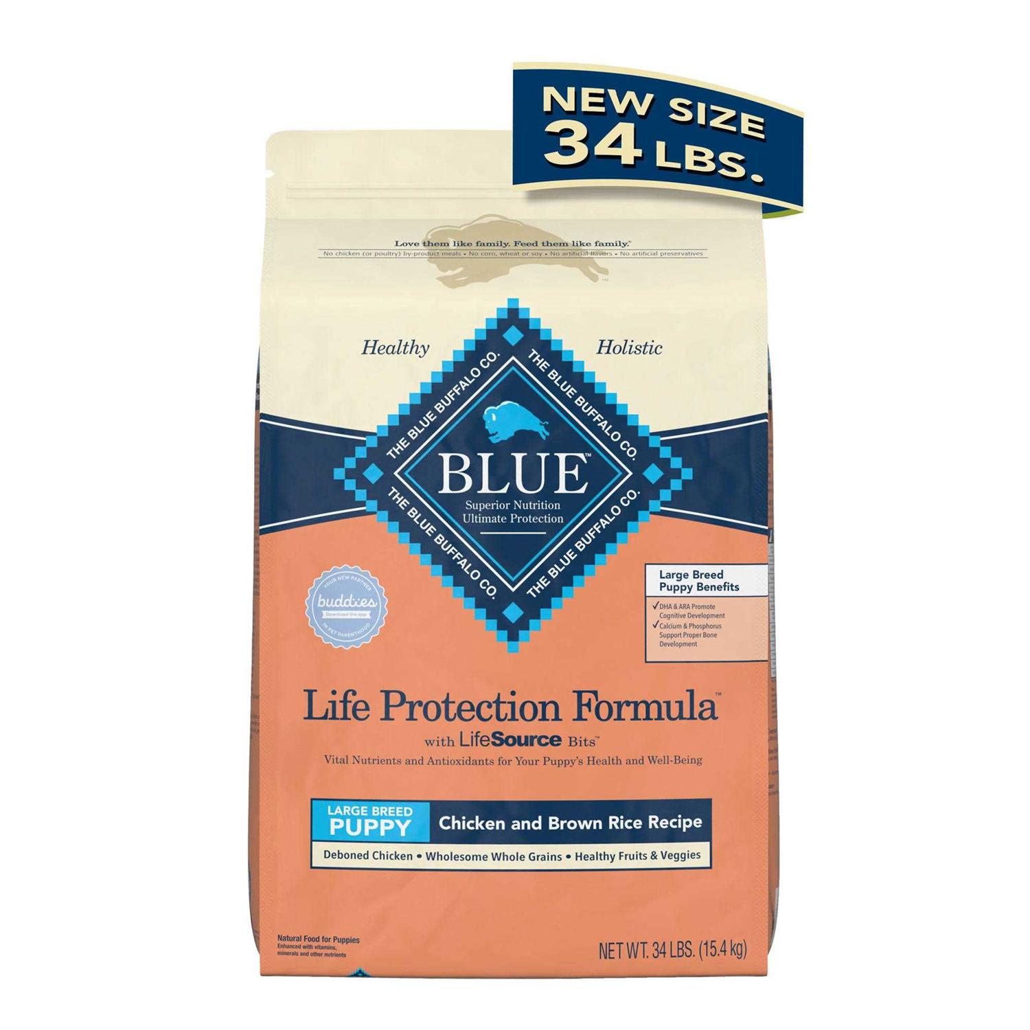 Blue Buffalo Life Protection Formula Large Breed Puppy Chicken & Brown Rice Recipe Dry Dog Food - Pet Supplies online store