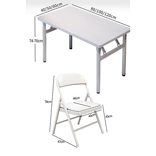 Folding Computer Desk and Chair Set for Small Space Home Office, Portable Laptop Desk, Computer Workstation for Home Office (Color : White, Size : 120 * 60 * 74-76cm)