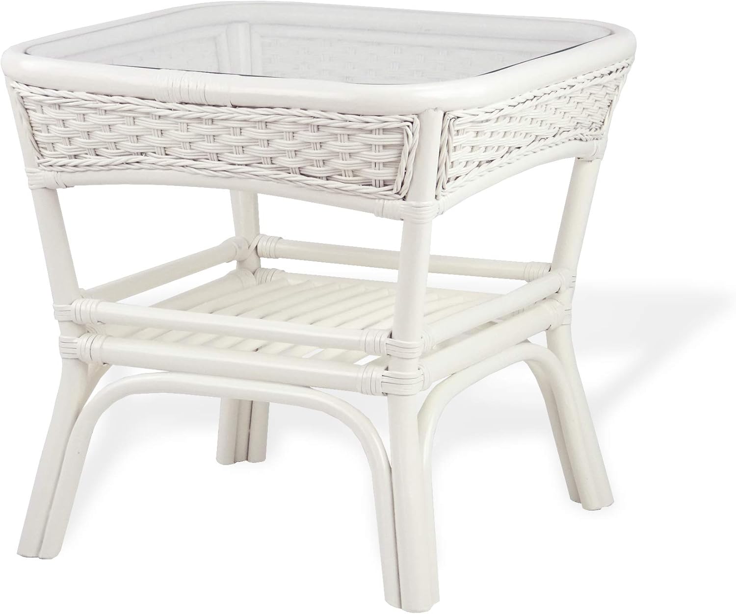 Alexa Square Coffee Table White Color Natural Rattan Wicker Handmade Design