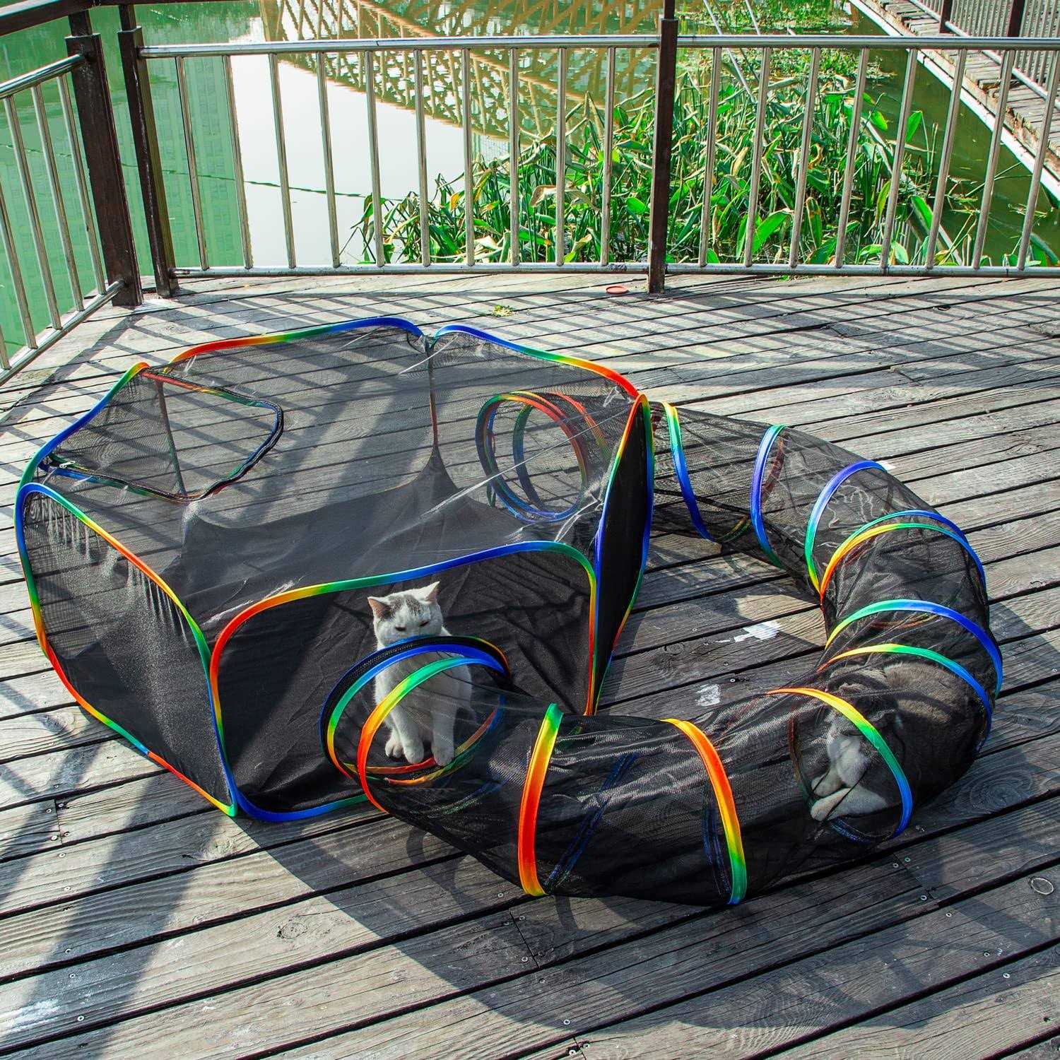 LUCKITTY Outdoor Rainbow Cat Enclosures Playground,Outside House for Indoor Cats Include Portable Cat Tent - Pet Supplies online store