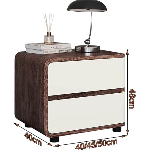 BK&MF Simple Modern Solid Wood Nightstand,Luxury Premium Wood Grain Leather Bedside Table Sturdy Wood Frame End Side Table for Bedroom,B,45x40x48cm(18x16x19inch)