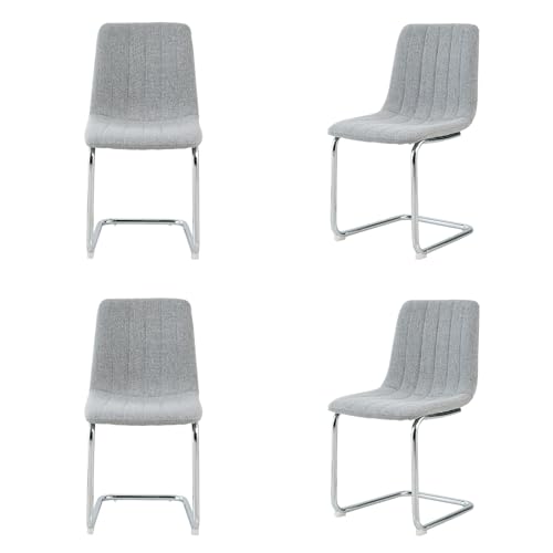 Modern Dining Chairs Set of 4/8, Modern Simple Light Luxury Dining Chair with Silver Metal Chrome Legs and Upholstered Seat, Dining Chairs for Kitchen Dining Room ( Color : Blue , Size : Set of 4 )