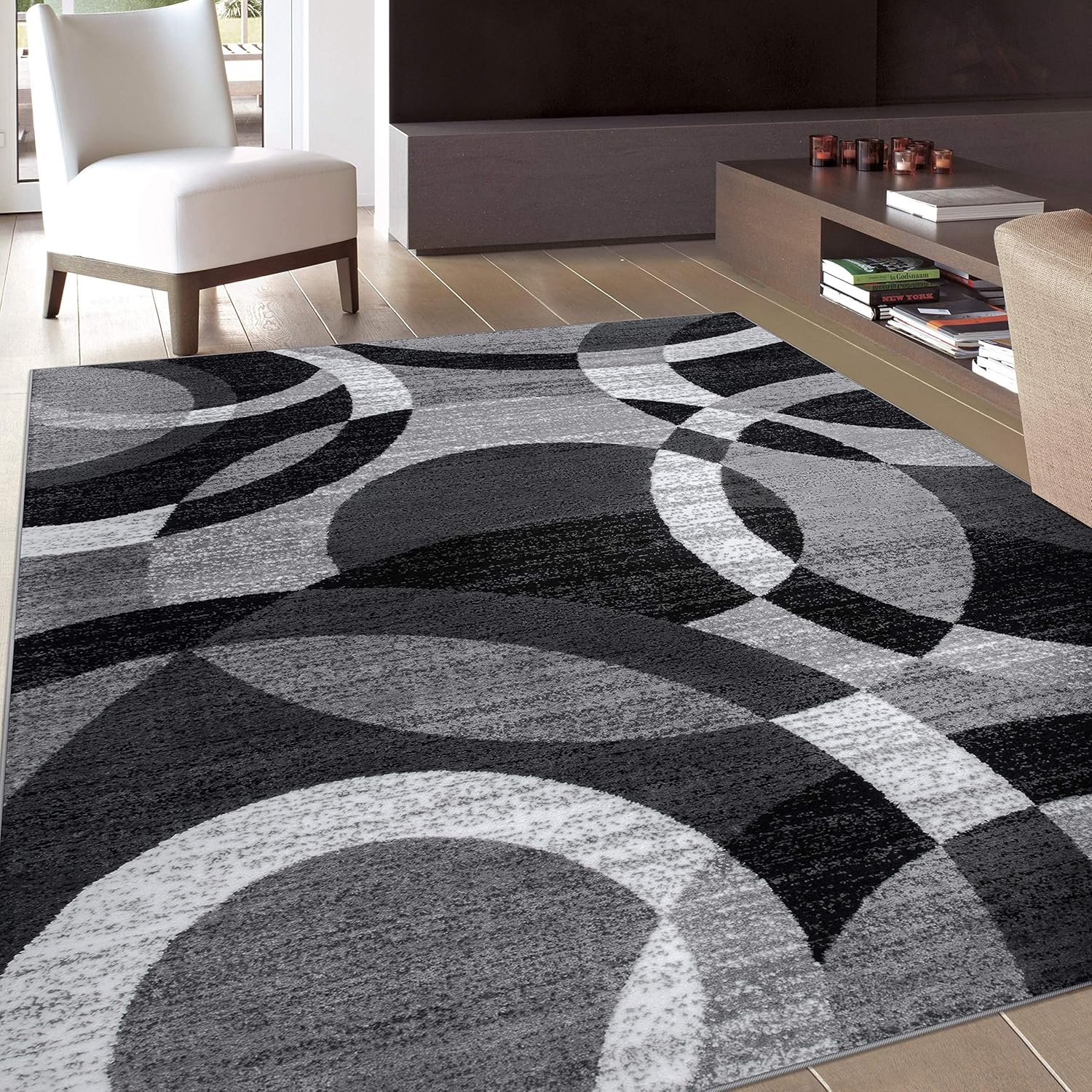 Rugshop Contemporary Abstract Circles Perfect for high traffic areas of your Living Room,Bedroom,Home office,Kitchen Area Rug 7'10