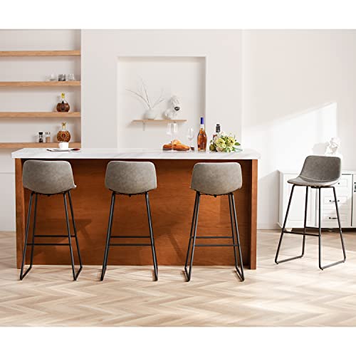 HeuGah Counter Height Bar Stools Set of 4, Counter Stools with Backs, Modern Bar Stools for Kitchen Island, Bar Stools 30 Inch Seat Height (Grey, 4 pcs 30'' bar Height barstools)