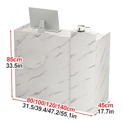 Reception Counter Desk, Multifunctional Standing Front Desk, Checkout Counter, Wooden Office Computer Desk Reception Table, Reception Room Table With Storage, For Home Salon Spas Lobby (B 100x85x45cm)