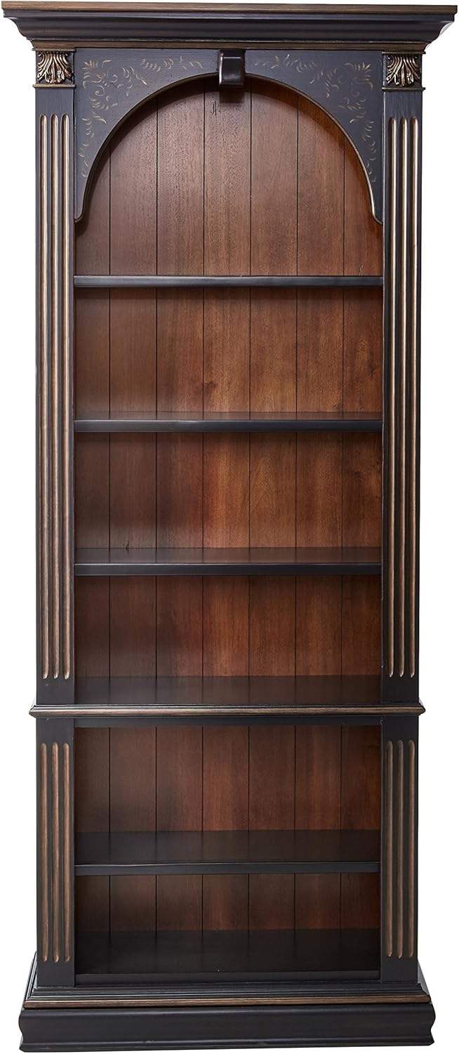 Hooker Furniture 500-50-385 Bookcase, Black with Gold Accents