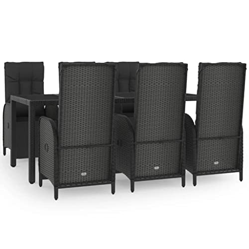 Outdoor patio dining set Patio furniture set Patio table and chairs 5 Piece Patio Dining Set with Cushions Black Poly Rattan