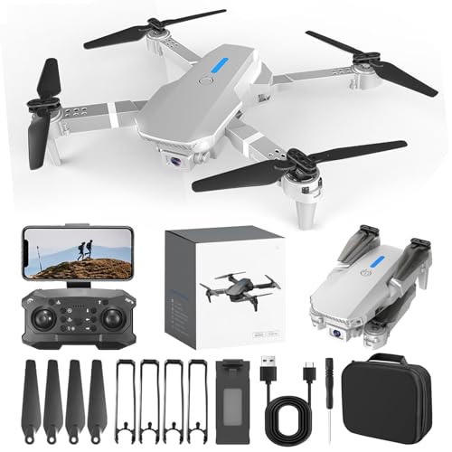 FPV Drone with 1080P HD Camera Remote Control Altitude Hold Headless Mode Start Speed Adjustment Drones Toys Gifts for Kids, Gray