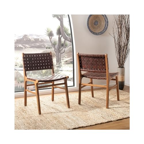 Safavieh Taika Woven Leather Dining Chair, 0, Black/Natural