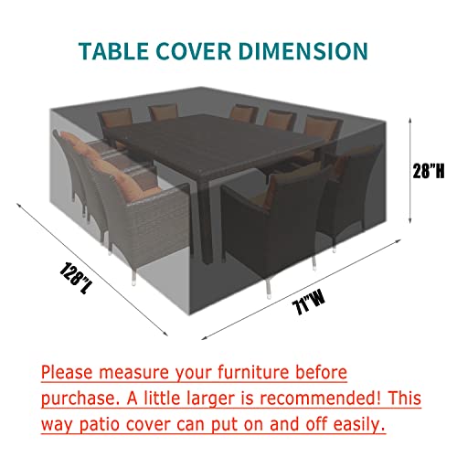 Round Patio Furniture Cover, Outdoor Table with Chair Set Cover Waterproof UV Resistant, Black (50