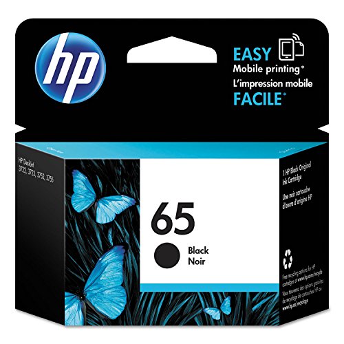 HP 65 Black Ink Cartridge | Works AMP 100 Series, DeskJet 2600, 3700 Series, Envy 5000 Series | Eligible for Instant Ink | N9K02AN (Pack of 2)