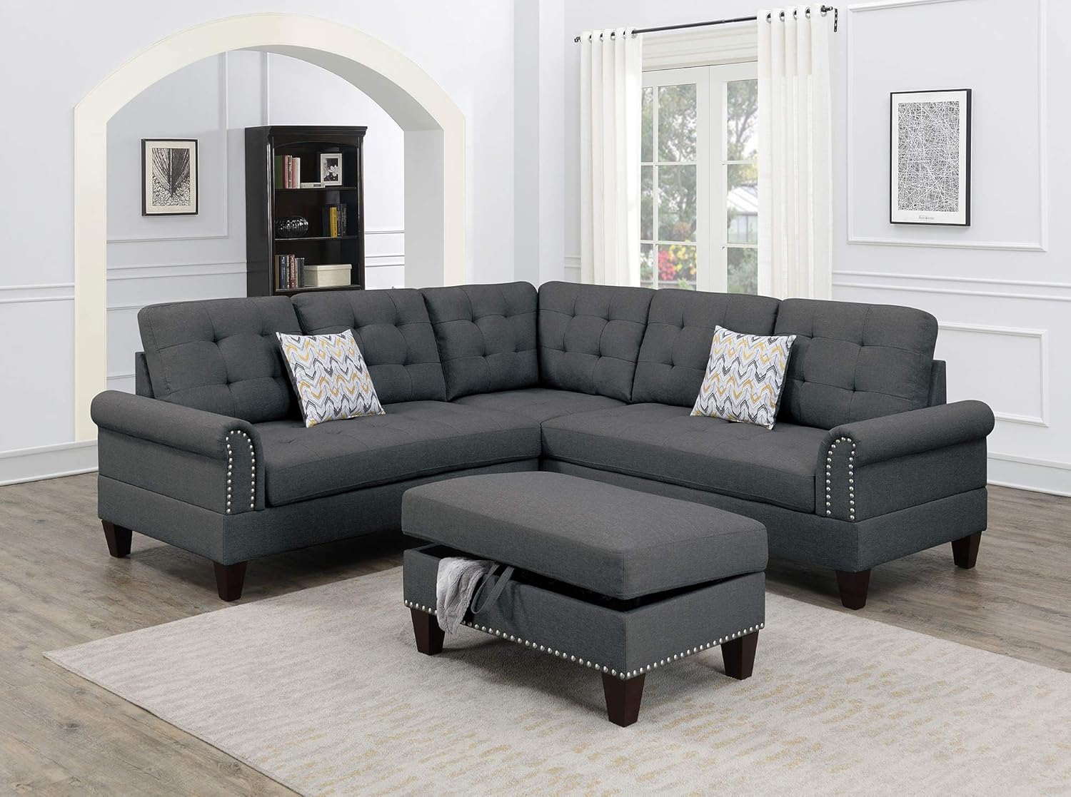 3 Piece Sectional Set in Charcoal