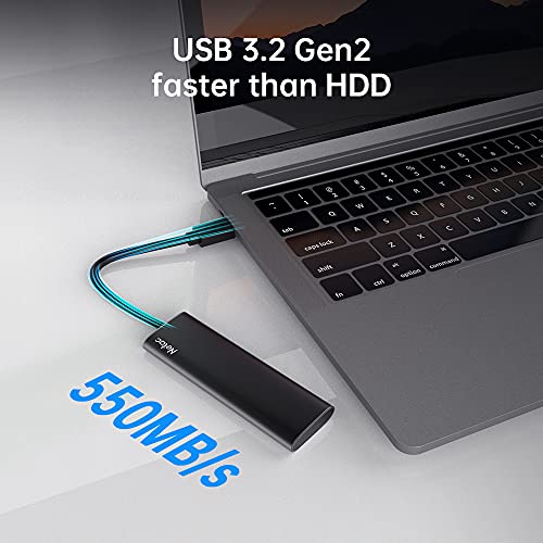 Netac 1TB Portable SSD USB 3.2 Gen 2 (10 Gbps, Type-C) External Solid State Drive Backup Slim Portable Drive for File Storage/Business Travel Essential, Rapid Read & Write Low Noise, Zslim