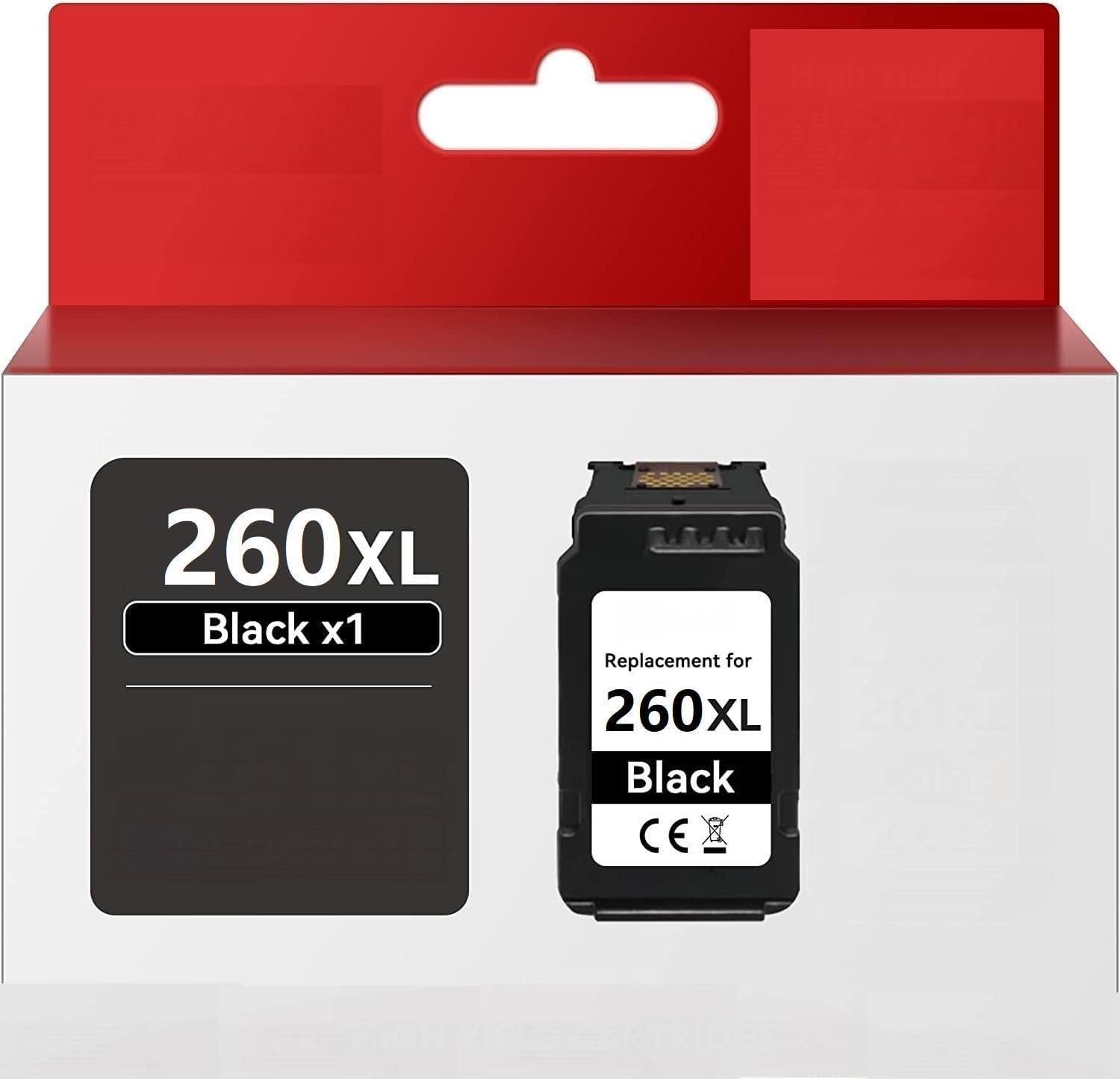 PG-260 XL Ink Cartridges Replacement for Canon 260XL PG-260 XL Black Work with Canon TS5320 TS6420 TR7020 All in One Wireless Printer (1 Black)