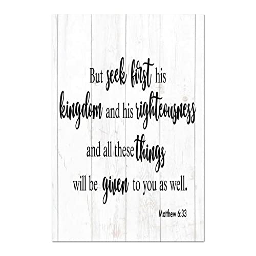 Rectangle Hanging Wood Sign But Seek First His Righteousness 12x16 in Funny Coffee Bar Sign Kitchen Pantry Office Cubicle Decor Modern Farmhouse Hanging Signs Wood Wall Art Home Decorations