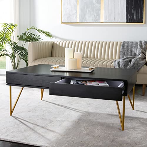 Safavieh Pine Two Drawer Coffee Table, 0, Black/Gold