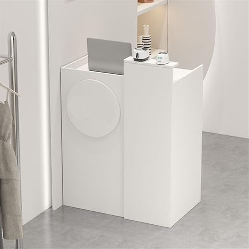 Small Reception Desk, Multifunctional Standing Front Desk, Retail Counter Reception Desk, Front Desk with Open Shelves for Hotel, Lobby(Green)