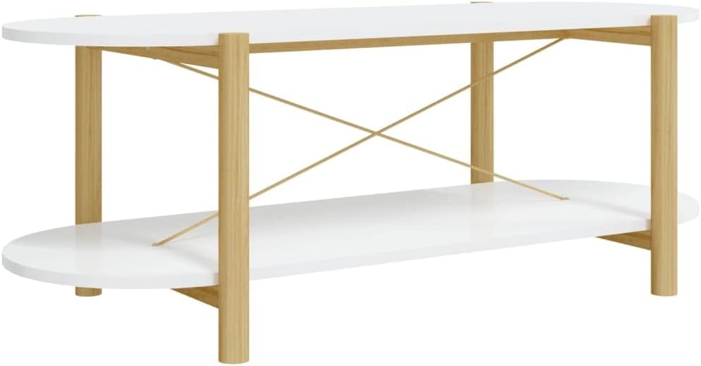 vidaXL Scandinavian Style Coffee Table in White - Sturdy Engineered Wood Construction with Smooth Finish & Ample Storage - Assembly Required