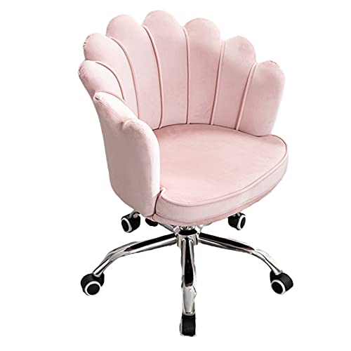 Home - Velvet Swivel Chair, Height Adjustable Petal Back Design Task Chair with Wheels Desk Chair for Bedroom Vanity