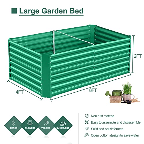 Land Guard 8×4×2 ft Galvanized Raised Garden Bed Kit, Galvanized Planter Raised Garden Boxes Outdoor, Large Metal Raised Garden Beds for Vegetables.