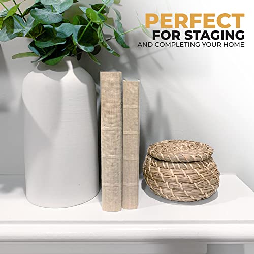 Textured Linen Home Decor Book (Black with Gold Lines)