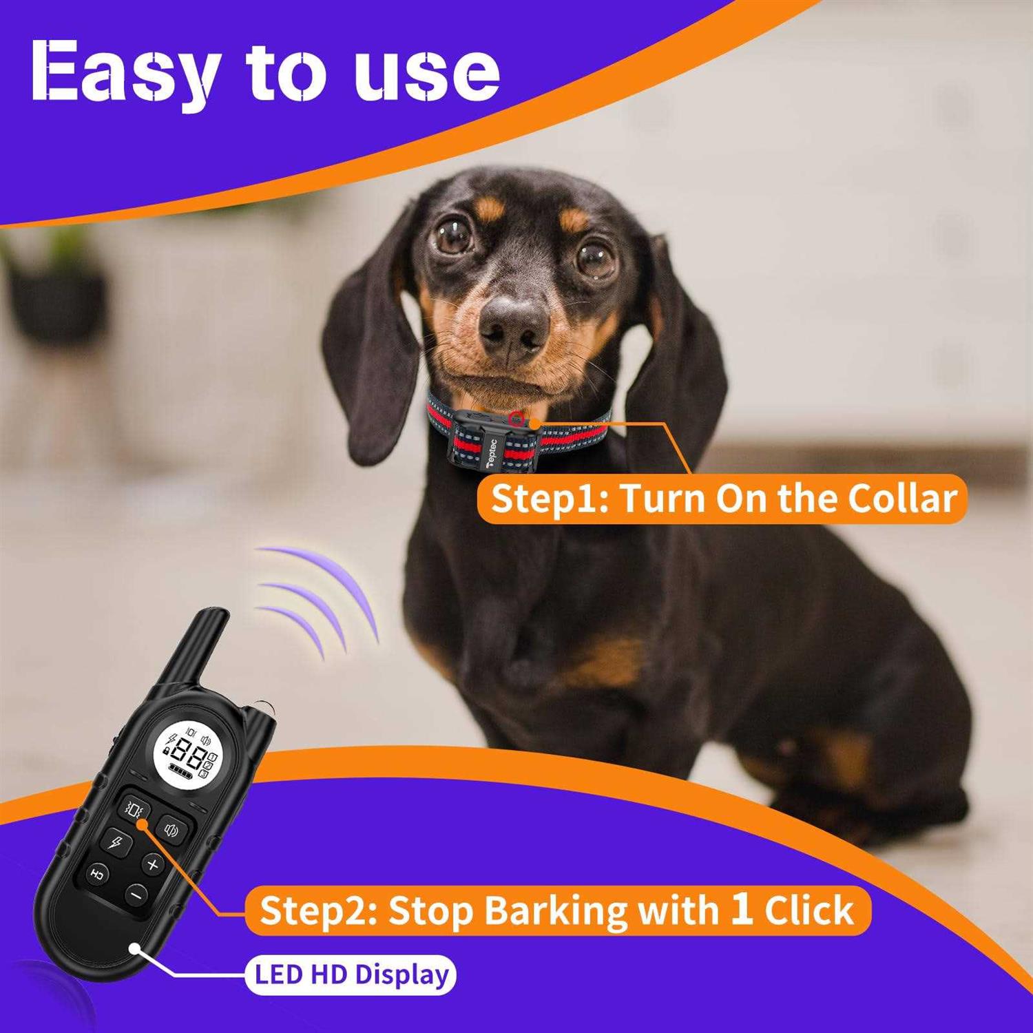 Teptec Smallest & Lightest Anti Bark Collar/Training Collar for Small Dogs 5-15lbs - Pet Supplies online store