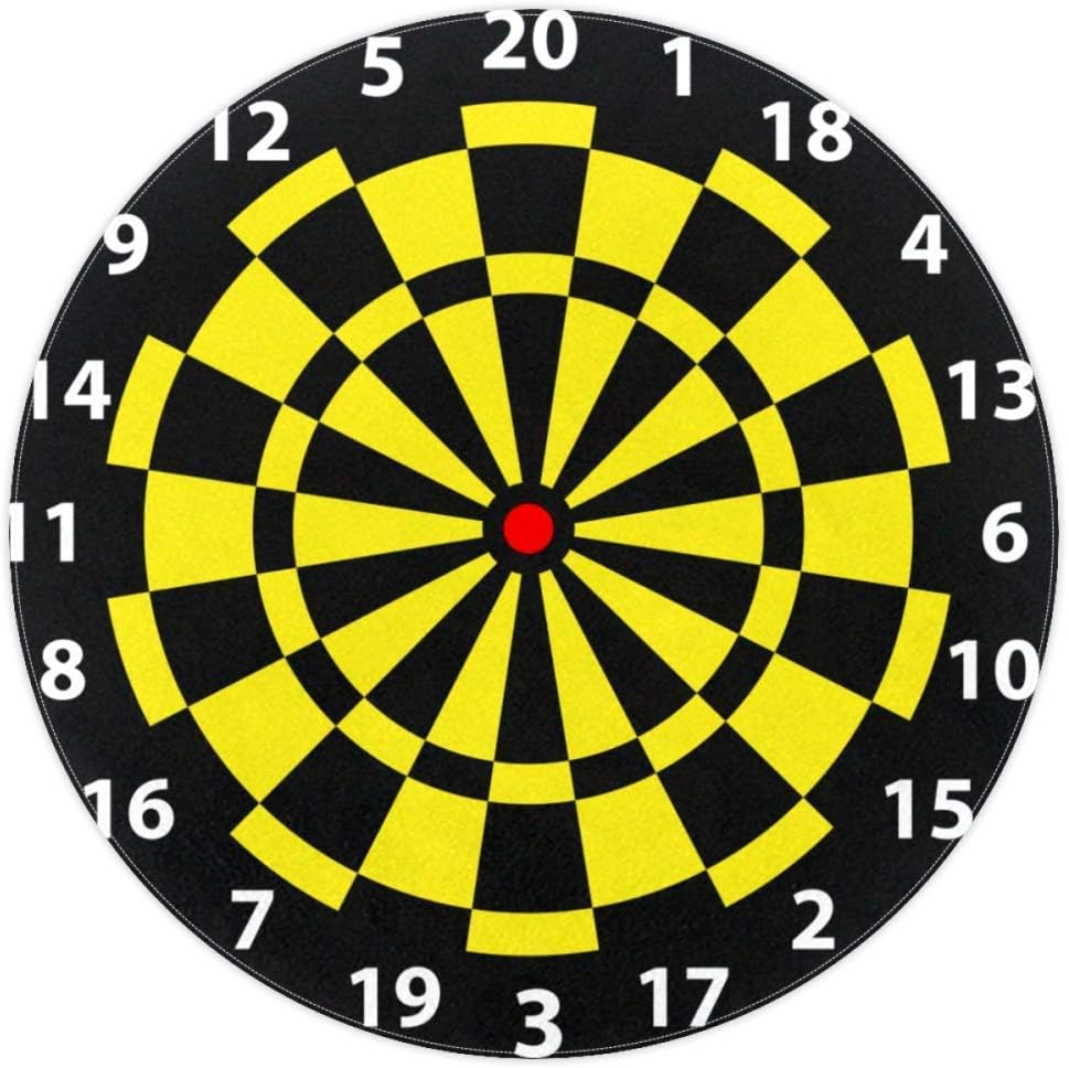 Round Area Rug Dart Board Numbers Sports Accuracy Precision Target Rug Non-Slip Backing for Living Room Bedroom Study Children Playroom Modern Art Home Decor
