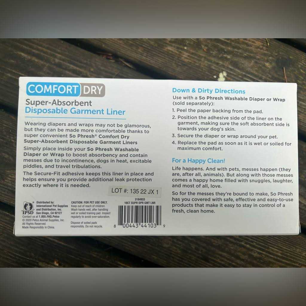 So Phresh Comfort Dry Disposable Dog Garment Liners - Pet Supplies online store