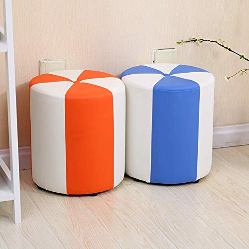 Footstool Ottoman Foot Stools Round Pouf Ottomans Small Bench Footstool Sofa Stool Makeup Stool Footrest Foot Rest Leather Home Living Room,2 Sizes,9 Colors (Color : Green, Size : 31x40cm) (Yellow 31