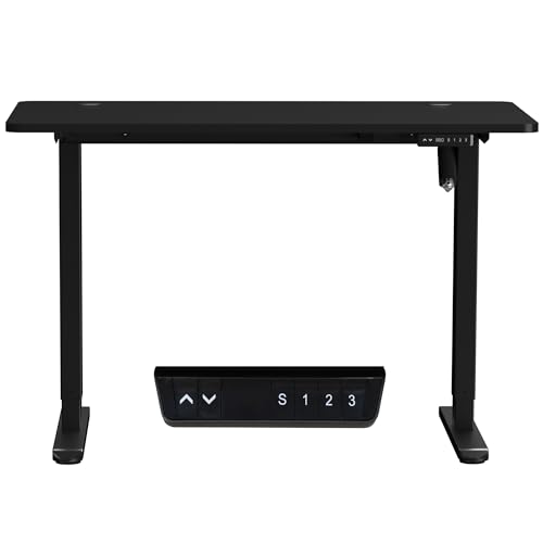Sit to Stand Electric Standing Desk Complete Set with Frame and Tabletop 120 x 60 cm or 47.2 x 23.6 Inches (Black)