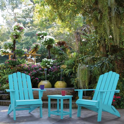 Folding Adirondack Chair Set of 2, Premium Weather Resistant Poly Lumber, Outdoor Patio Furniture, Up to 300 lbs, Plastic Adirondack Chairs for Garden Fire Pit, Classic Collection - Black