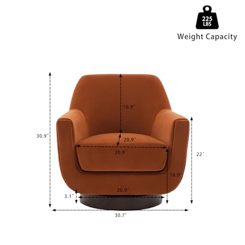 Swivel Accent Chair, 360 Degree Single Sofa Chair Armchair Luxury Comfy Velvet Chair Corner Chair Upholstered Reading Armchair Beige with Backrest Wooden Base for Living Room Bedroom Office