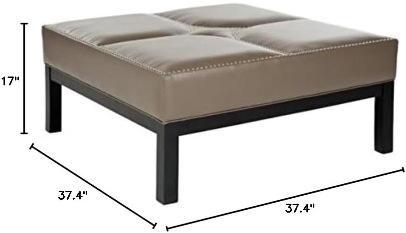 Contemporary Rectangle Upholstered Leather Cocktail Ottoman