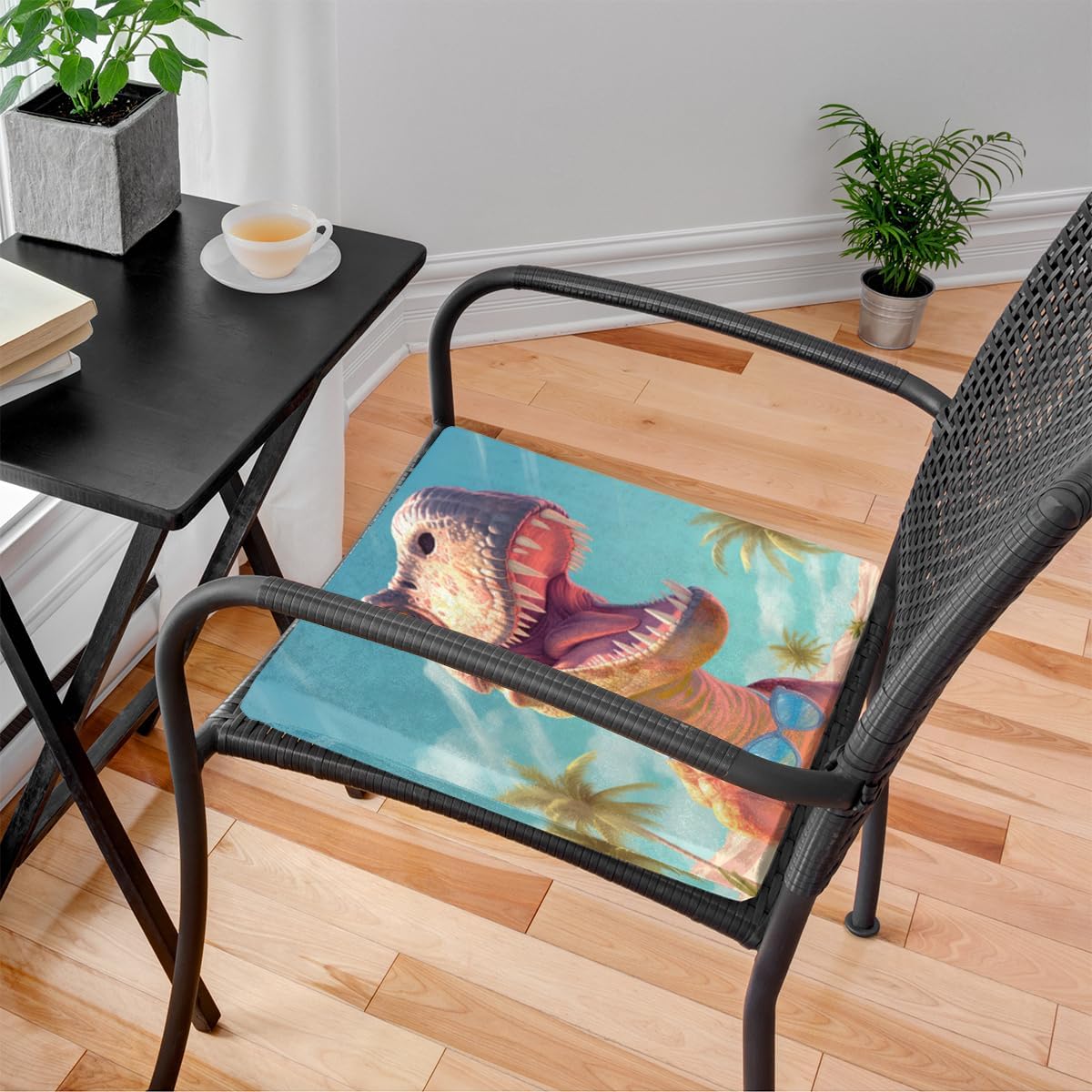 Dinosaur Coconut Desert Square Seat Cushions 16 * 16 Inch High Density Sponge Filling Soft Comfortable Removable with Zipper Chair Cushion for Kitchen Dining Room Couch Office Chairs Car