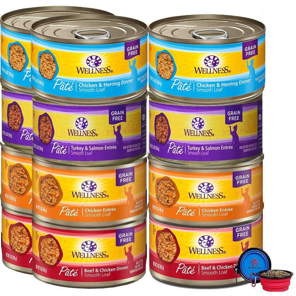 Wellness Natural Premium Canned Cat Wet Food Pate 12 Pack Cans Variety Bundle Pack 4 Flavor - Pet Supplies online store