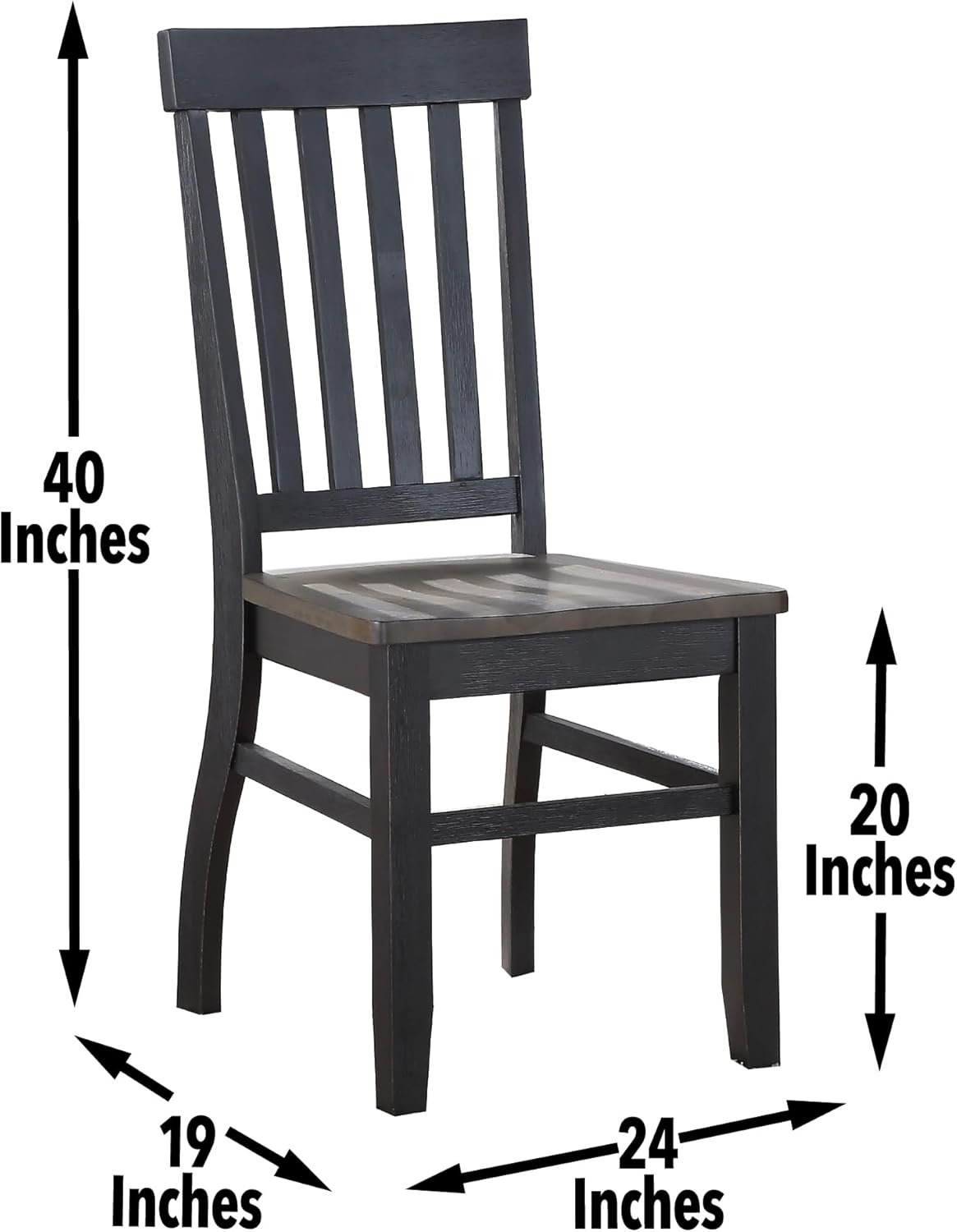 Farmhouse 5pc Dining Set: Two-Tone Brown Finish, Cottage Style Table with Plank Effect Top, Schoolhouse Chairs, 4-Seater