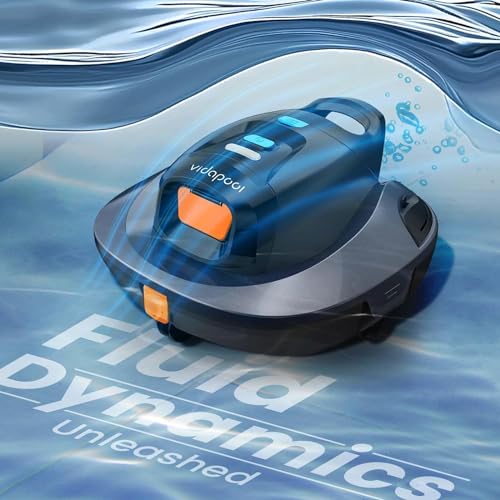 Cordless Robotic Pool Cleaner,Portable Swimming Pool Vacuum Self-Parking Technology with LED Indicator,Ideal for above Ground/Flat Pools up to 860 Sq.Ft,Lasts 90 Mins White