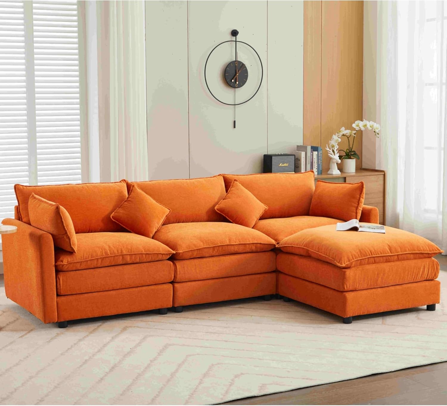 Modern Modular Sectional Sofa with Ottoman - 3-Seater L-Shaped Couch for Living Room, Durable Comfortable Furniture Versatile Design for Flexible Arrangements Stylish and Cozy Seating Solution