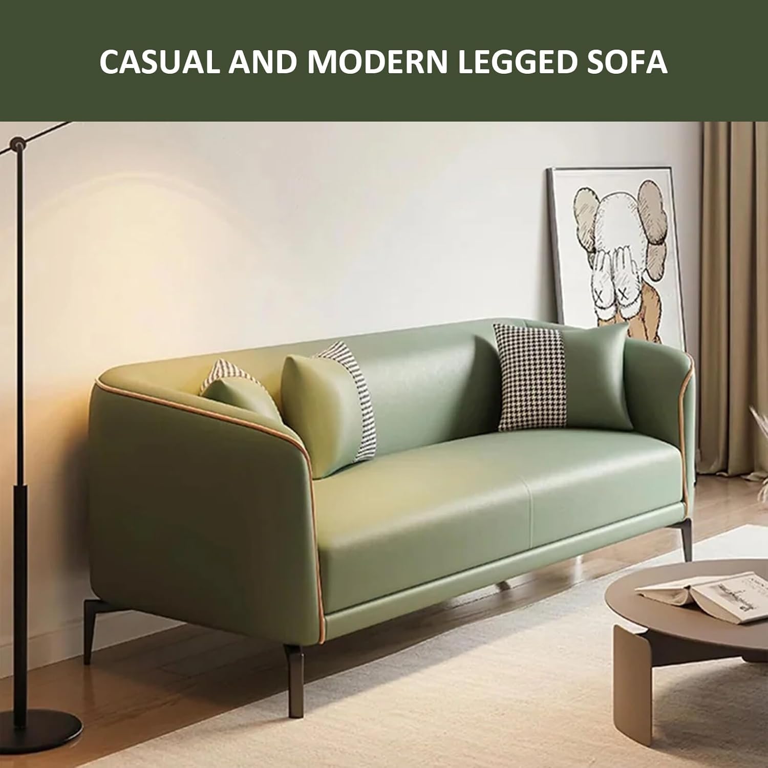 Sectional Sofa Couch Convertible L Shaped Couches with Solid Wooden Frame & Padded Cushions Chair with Durable Square Metal Legs (Off white, 56.69