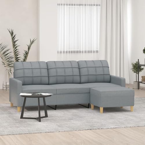 3-Seater Sofa with Footstool Light Gray 70.9