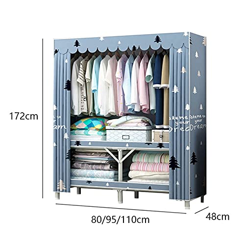 Portable Closets Cloth WardrobePortable Wardrobe Cloth Wardrobe Girl Wardrobe, Creativity Metal Bedroom Closet Clothing Rack Portable Folding Hanging Clothes Rail Wardrobe 170Cm High,E,172 * 80 * 48Cm